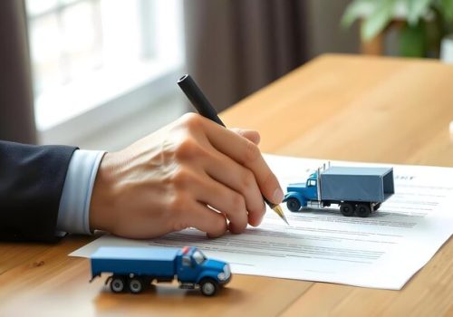 man-is-writing-piece-paper-with-blue-truck-it_1156689-12616